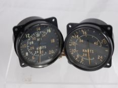 Two WWII RAF Airspeed Indicators, believed to be from a Spitfire.