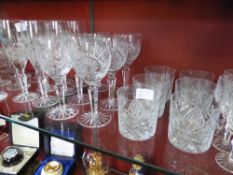 A Collection of Crystal Glasses comprising six red wine, six white wine glasses, six tumblers and