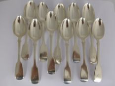 Eleven Young Victorian Solid Silver Tablespoons, London hallmarked 1865/66 mm Charles Boycon