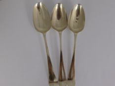 Three Solid Silver Table Spoons, London hallmarked, the first dated 1768 mm Robert Sharp important