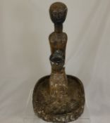 A Wooden Isaquo Tribal Offering Light Stand, approx 70 cms