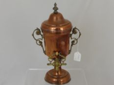 A Copper Loysee's Patent Hydrostatic Percolator No. 1655, approx 39 cms high with scroll handles and