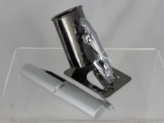 A Vintage Jaguar Desk Accessory Pen Holder, approx 11 x 10 cms together with a  Yoropen in the