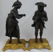 In The Style of H. Moreau, two Continental 19th century bronze figures depicting peasants. The