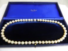 A Cultured Pearl Necklace, the necklace strung with 50 x 0.9 mm pearls with a pave set  18 carat