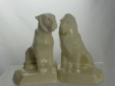 Two Antique White Ceramic Lion Figures (glaze crackled) approx 7.5 cms high.