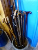 A Collection of Miscellaneous Sticks and Poles, including Corimander, Bamboo, Shepherd's Crook, (