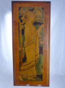 An Arts and Crafts Decorative Panel, depicting a girl in Grecian robe, singing to a song thrush.