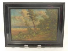 J.G Boyle, Two Original Oils on Board, Impressionist style, the first depicting a lake scene and the