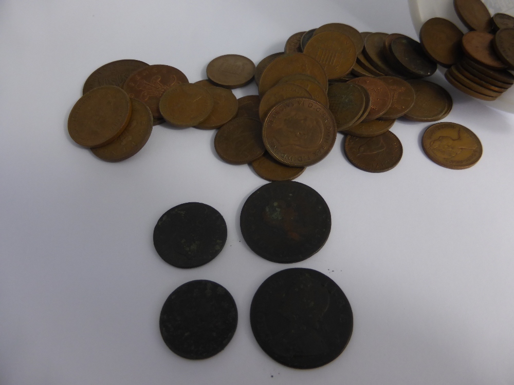 A Collection of Miscellaneous GB and other Coins including copper, three pence pieces, cupro
