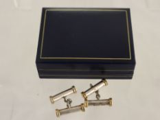 A Pair of 9ct Gold and Silver Gentleman's Cuff Links, Birmingham hallmark, approx 1991, approx 22