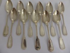 Eleven Continental Silver Table (dessert) Spoons, stamped 800, monogram FL, approx 450 gms