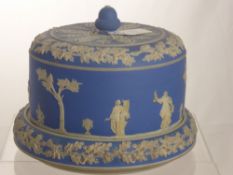 Blue and White Wedgwood Style Cheese Dome, depicting classical figures with acorn frieze.