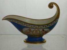 A Sevres 'Chateau de Neuilly' Sauce Boat, monogram to one side and floral decoration to the other,