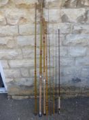 A Collection of Fibre Glass Vintage Sea Fishing Rods, including Milbro 13' 3 pce, Milbrolite 14.1/2'