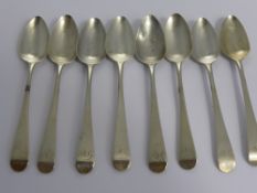 Eight Solid Silver Teaspoons mm J.W., dd circa 1800 approx wt 135 gms., together with a  set of