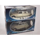 Two 1:18th Scale Die Cast Citroen Cars including a DS19 Berline 1963 and a 2CV 1966 by Solido.