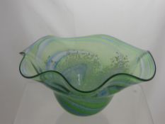 Two Pieces of Green Studio 'Ourglass of Cockington' Glass,  including a handkerchief bowl and a