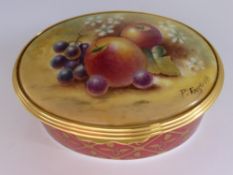 Royal Worcester Oval Box No. 42 of 250, the limited edition box hand painted with apples, signed