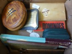 Miscellaneous Games, including wooden chess pieces, cribbage board, dominoes, together with a WWII