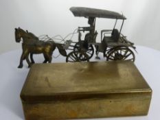 A Vintage Indonesian Brass Horse and Cart, together with a brass Indian hand engraved box, approx 16