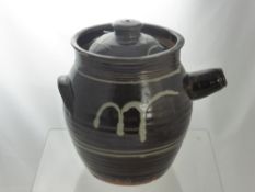 A Michael Leach St Ives Studio Pottery Lidded Stew Pot, approx 25 cms x 17 cms