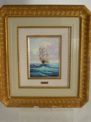 F Sanchis, Two Original Oil on Board, depicting Clippers at sea 16 x 21 cms.