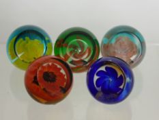 Six Caithness Floral Collection Glass Paperweights, including 'Cornflower', 'Elizabeth of