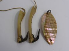 Two Antique Mother of Pearl Fishing Lures, possibly South Sea.