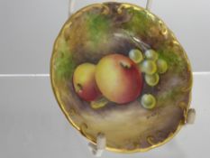 B. Cox - A Royal Worcester Pin Dish, hand painted with fruit, signed B. Cox, approx 11 cms.