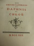 The rare "Les Amours Pastorales de Daphnis et Chloe", published Paris 1745; engraved title page