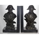 O Ruffony Italian, Early 20th Century Pair of Bronze and Marble Book Ends, depicting Napoleon,