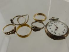 A Miscellaneous Collection of Jewellery including a 9ct wedding ring, red and white stone ring and a