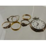 A Miscellaneous Collection of Jewellery including a 9ct wedding ring, red and white stone ring and a