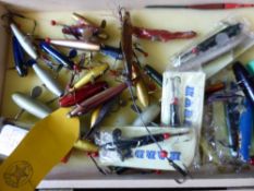 Miscellaneous Vintage Sea Fishing Equipment, including wooden line wraps, Gundrys fishing line,