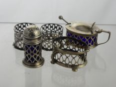 Miscellaneous Silver, including a mustard, a salt, three stands (no liners), Birmingham hallmarks