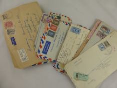 A Shoe Box of All World Stamps on Cover 1930 - 1950 including some less common material.