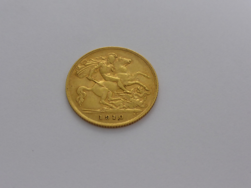 A Solid Gold 1910 Half Sovereign. - Image 2 of 2