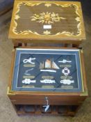Italian Inlaid Occasional Table, with a music box to the interior together with a nautical knot