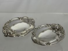 A Pair of Silver Pin Dishes with embossed rosebud floral decoration, Birmingham hallmark, dated