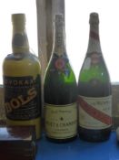 Three Jeroboam Liquor Bottles, including two Champagne and a Liqueur, without contents.