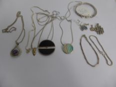 A Collection of Miscellaneous 925 Silver Hallmarked Jewellery, including pendants, chains, bangles