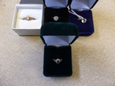 A Collection of Miscellaneous 9 ct Gold Rings, including sapphire and white stone, size K, heart