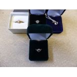 A Collection of Miscellaneous 9 ct Gold Rings, including sapphire and white stone, size K, heart