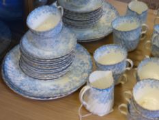 A Part Victorian Blue Floral Tea Set, comprising twelve tea plates, two cake plates, eleven cups,