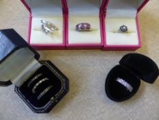 A Collection of Miscellaneous 925 Silver Rings, including sapphire and opal, pink CZ, ruby etc. (