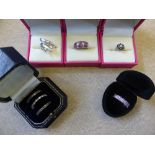 A Collection of Miscellaneous 925 Silver Rings, including sapphire and opal, pink CZ, ruby etc. (
