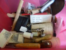 Vintage and other fishing rod making equipment, including splicing knives, graduated ceramic sleeved