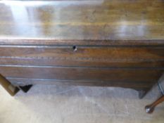 An 18th Century Oak Coffer, 160 x 39 x 65 cms.