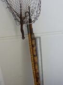 A Vintage Fishing Wading Pole, Net, gaff and aluminium fly case (4).